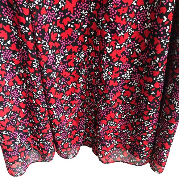 Michael Kors Women's Midi Shirt Dress Size XL Floral Chiffon Long Sleeve Lined - Picture 7 of 10